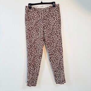JCrew Cafe Capri 100% Linen Leopard Print Resort Wear Pants Women Size 2